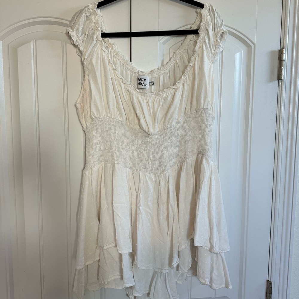 Princess Polly Cream Ruffled Romper